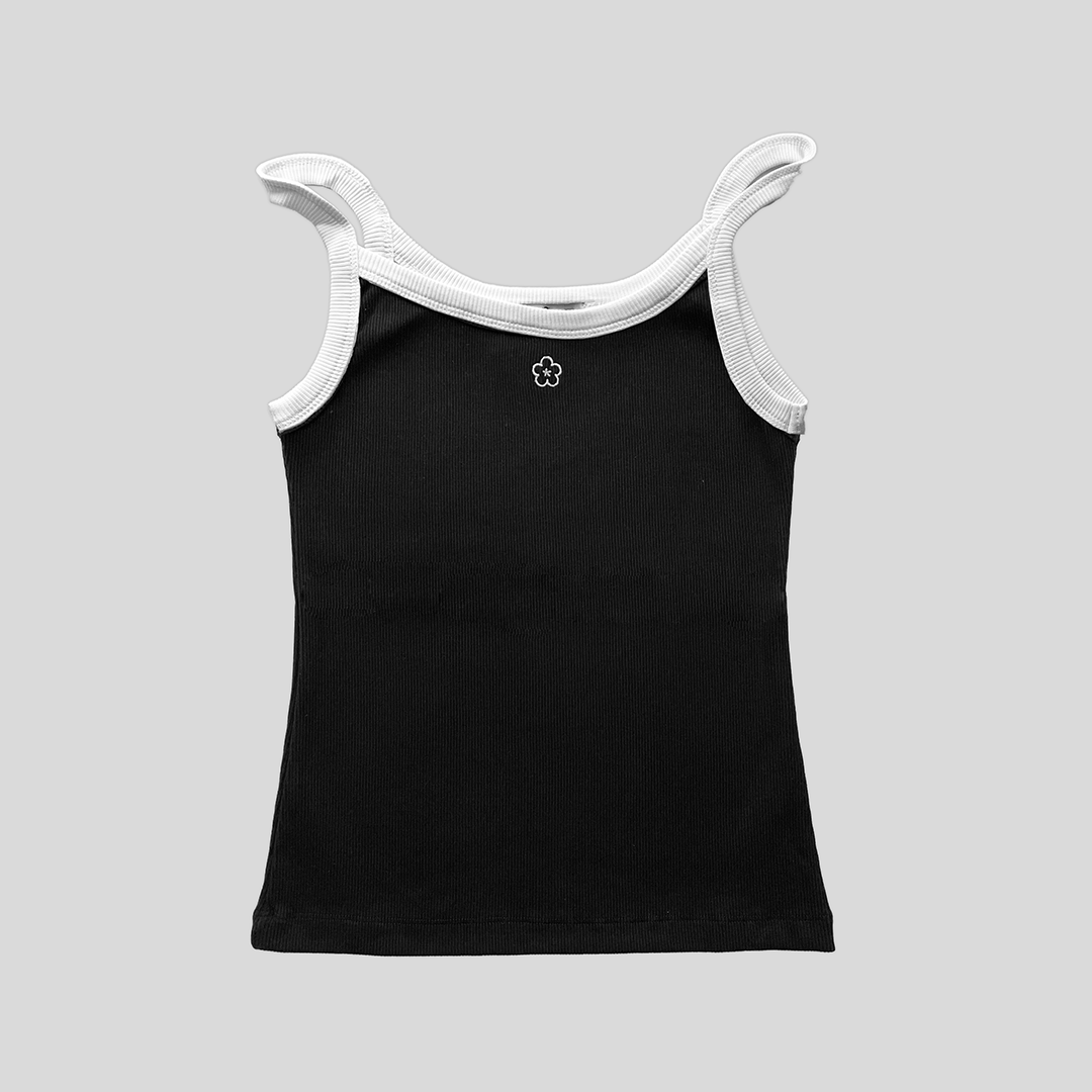 Snatched Waist Tank Top - Black and White