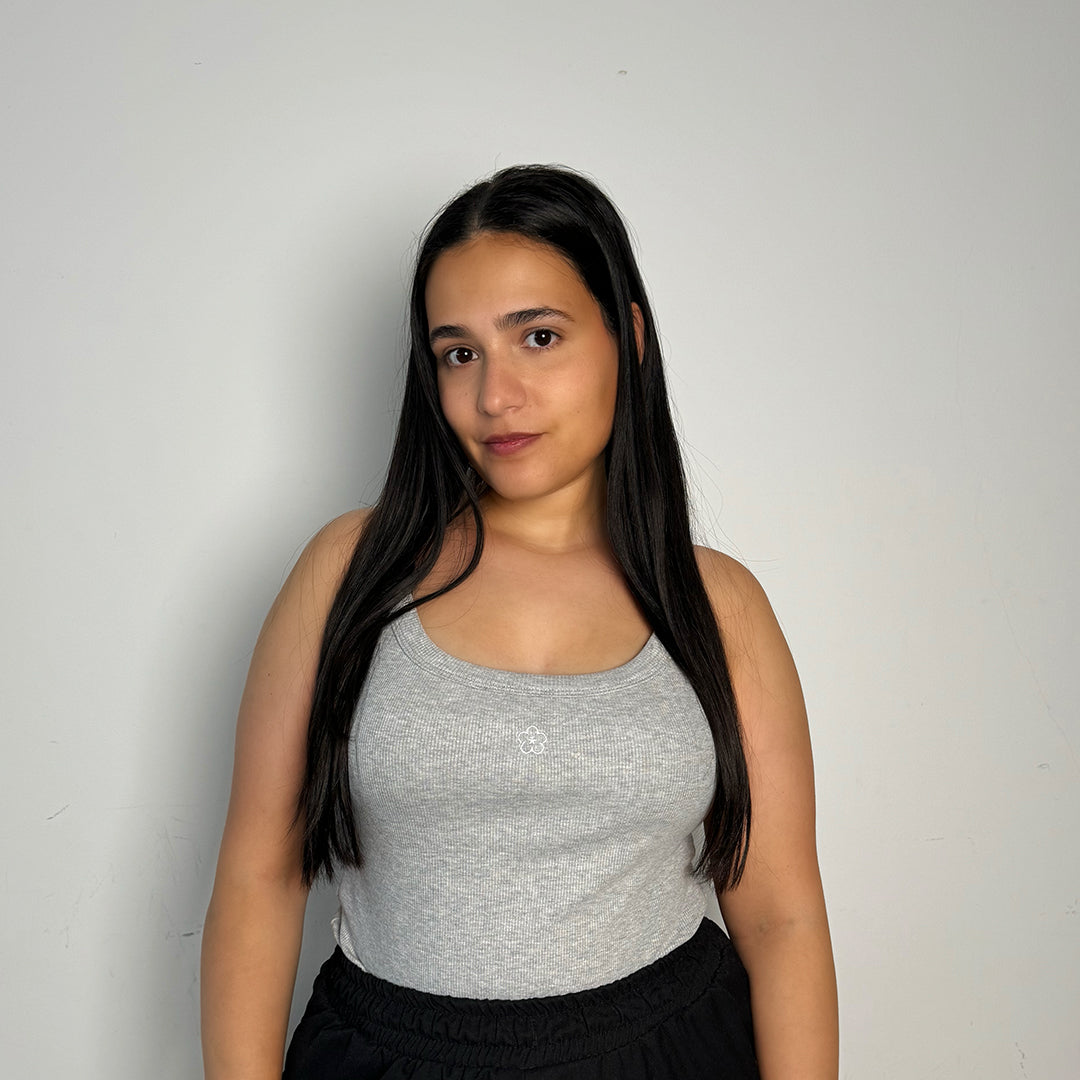 Grey Tank Top With Logo Embroidery