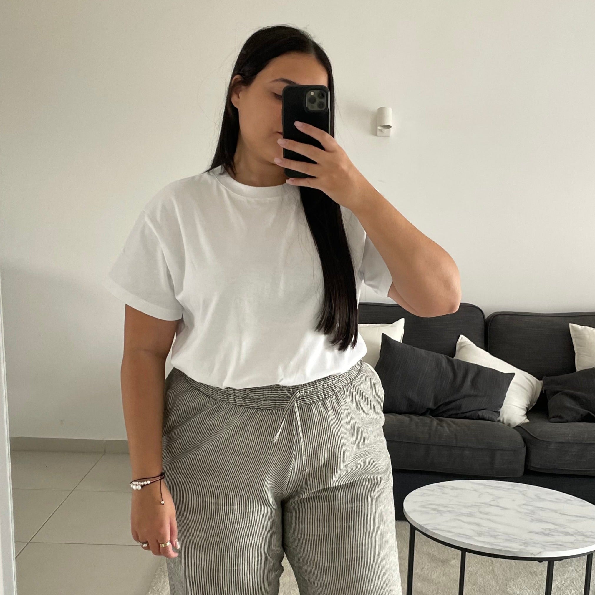 חולצה בוקסי פיט 100% כותנה - לבן