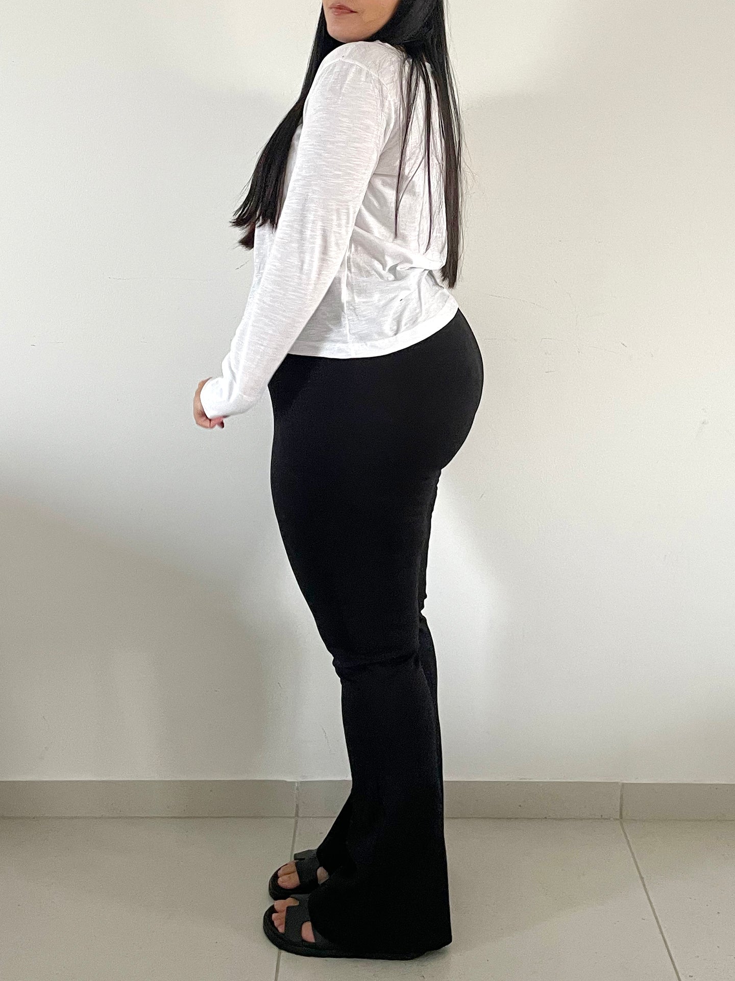 מכנסי טייץ מבד מחטב - שחור