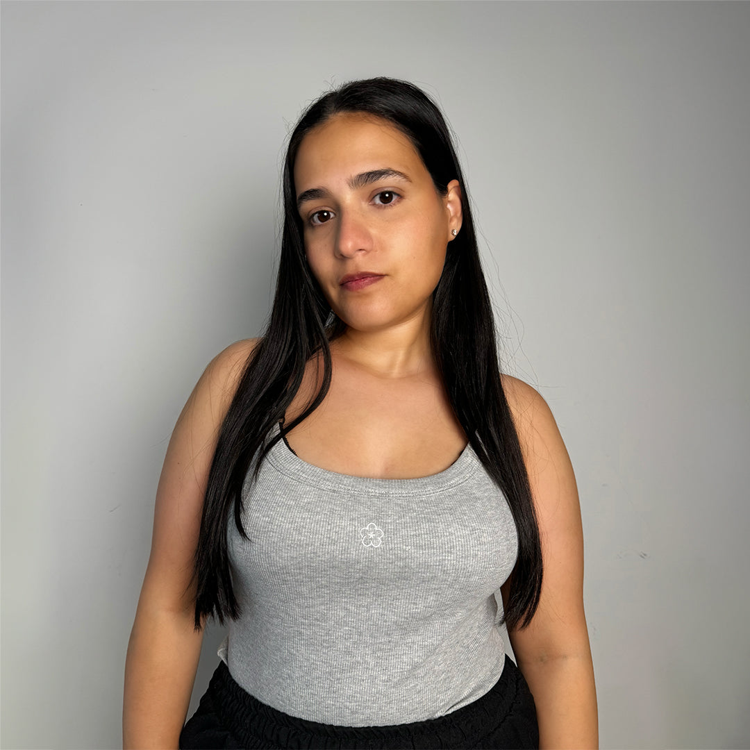 Grey Tank Top With Logo Embroidery