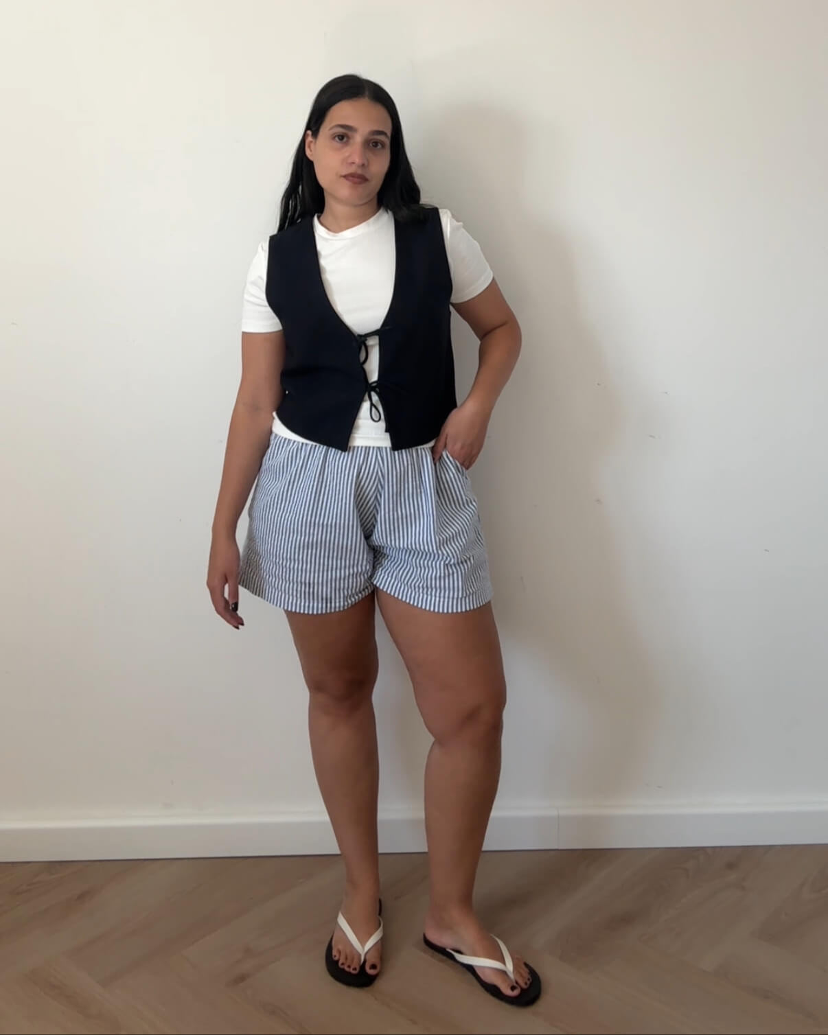 Comfy Shorts - Blue and White Stripes