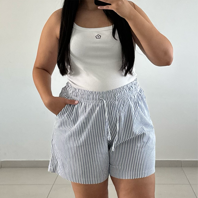 Comfy Shorts - Blue and White Stripes